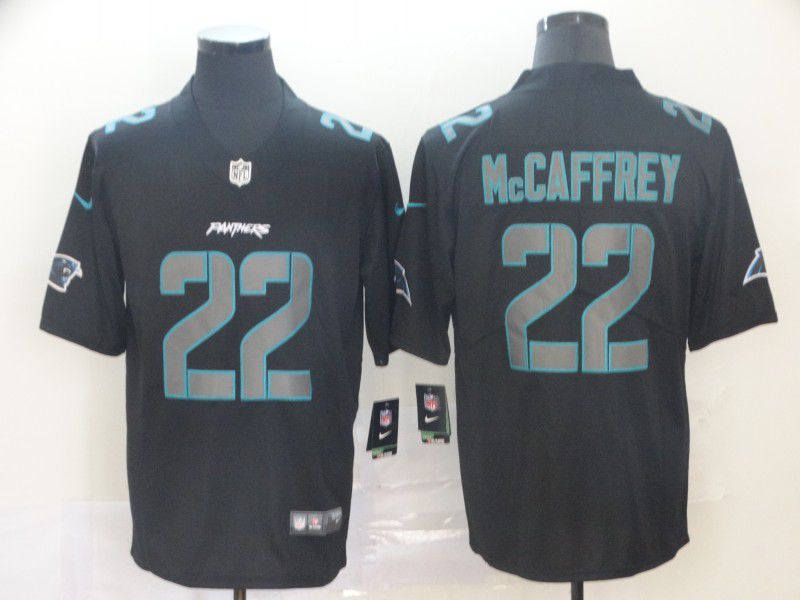 Men Carolina Panthers #22 Mccaffrey Nike Fashion Impact Black Color Rush Limited NFL Jersey